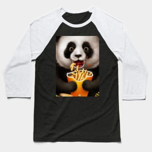 Panda eating Fast Food Baseball T-Shirt